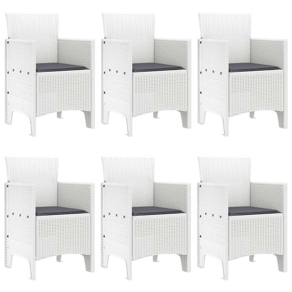 vidaXL Σετ Τραπεζαρίας Κήπου 7 pcs Λευκό Ρατάν πολυαιθυλενίου