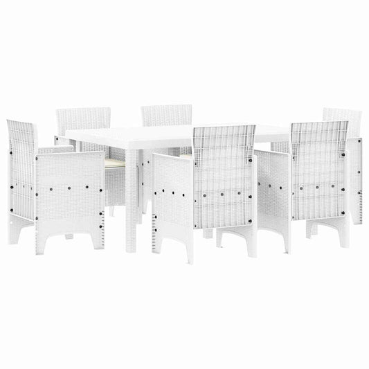 vidaXL Σετ Τραπεζαρίας Κήπου 7 pcs Λευκό Ρατάν πολυαιθυλενίου