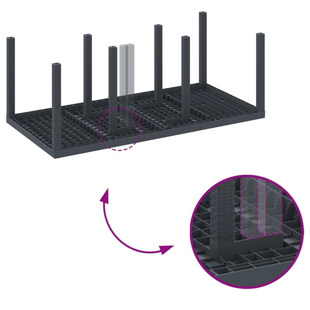 vidaXL Σετ Τραπεζαρίας Κήπου 9 pcs Ανθρακί Πλαστική ψάθα