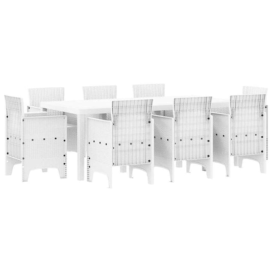 vidaXL Σέτ φαγητού για κήπο 9 pcs Λευκό Rattan Polt