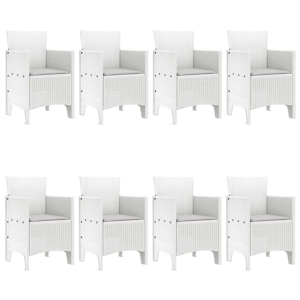 vidaXL Σετ Τραπεζαρίας Κήπου 9 pcs Λευκό Πολυ ρατάν, Γυαλί