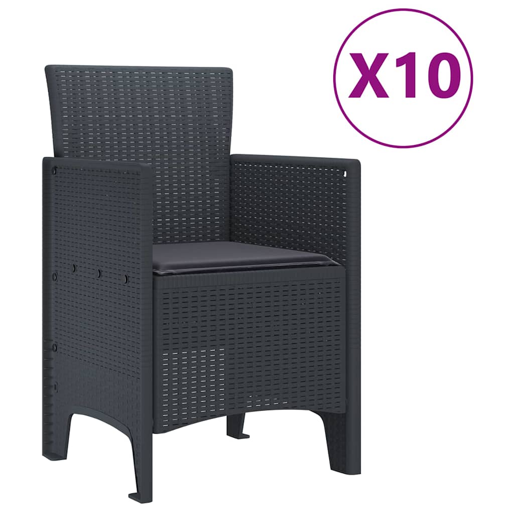 vidaXL Σετ Σερβιρίσματος Κήπου 11 pcs Ανθρακί 250 x 100 x 73 εκ
