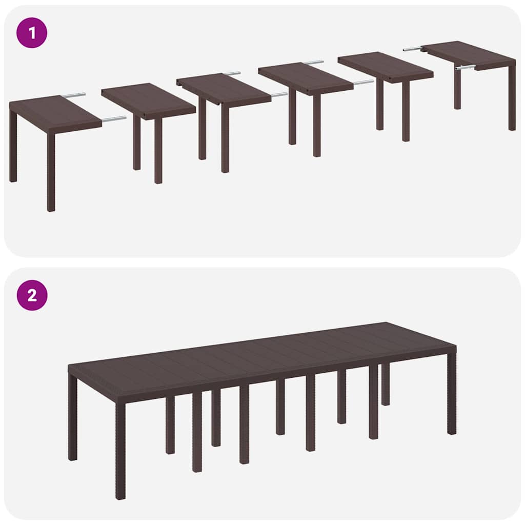 vidaXL Σέτ φαγητού για κήπο 13 pcs Καφέ 300 x 100 x 73 εκ Ρατάν