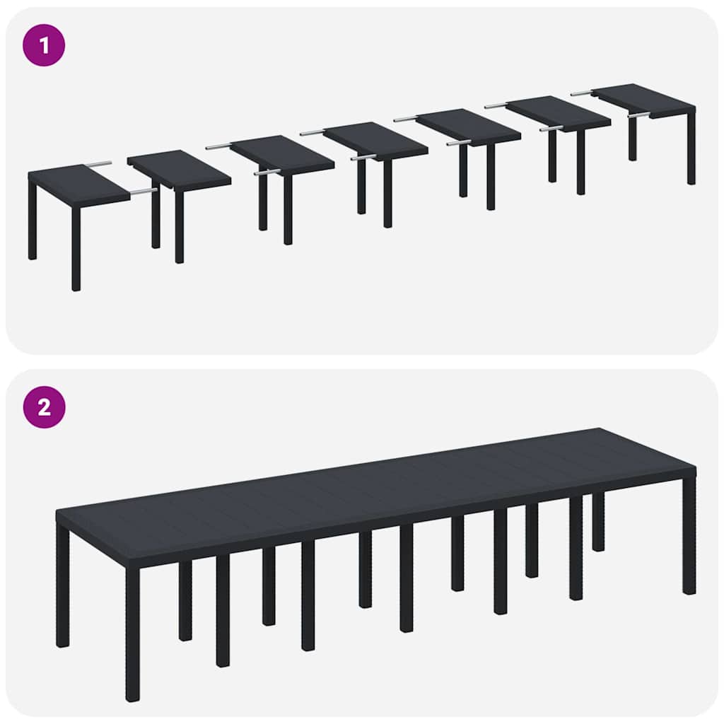 vidaXL Σέτ φαγητού για κήπο 15 pcs Ανθρακί Rattan Polt