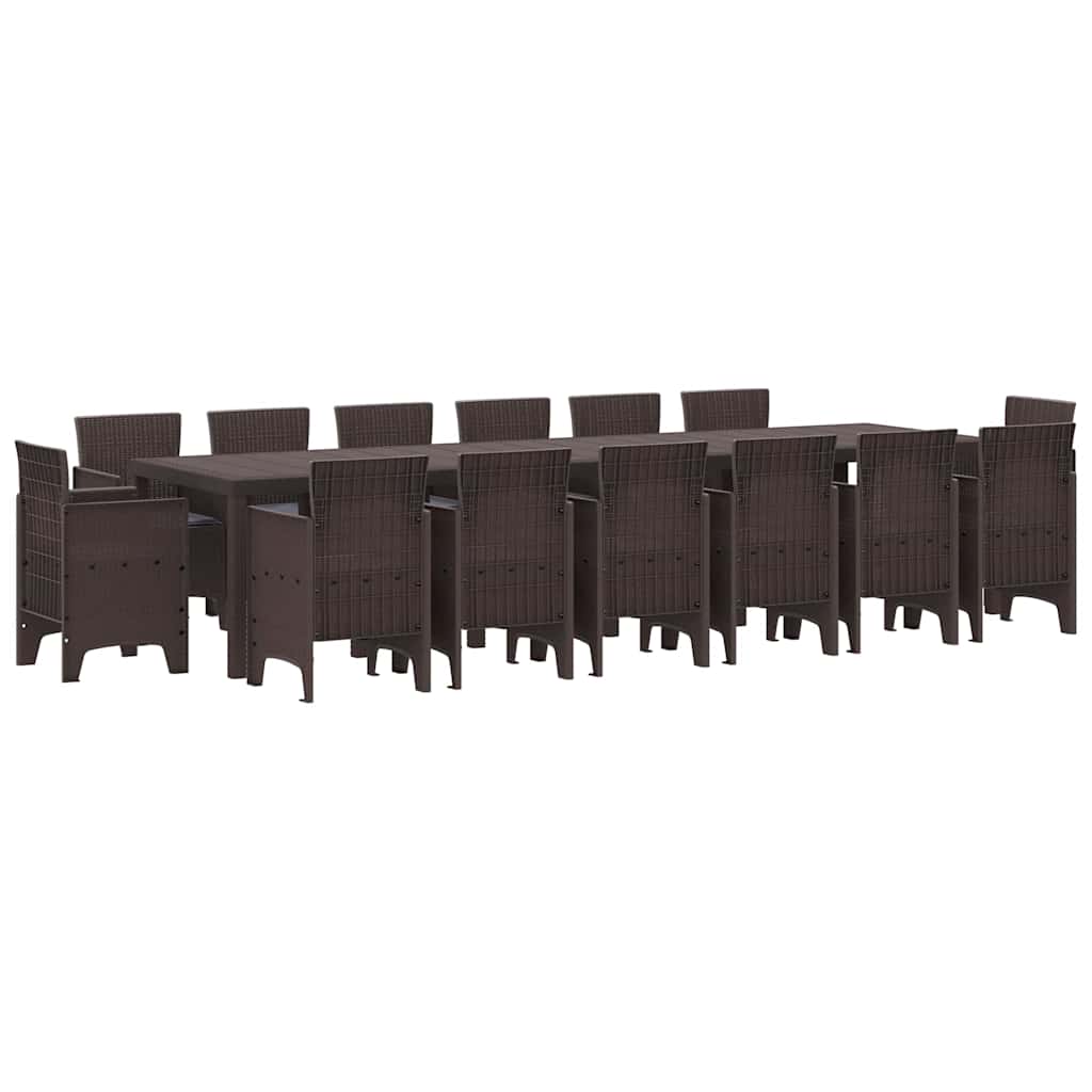 vidaXL Σέτ φαγητού για κήπο 15 pcs Καφέ Rattan Polt