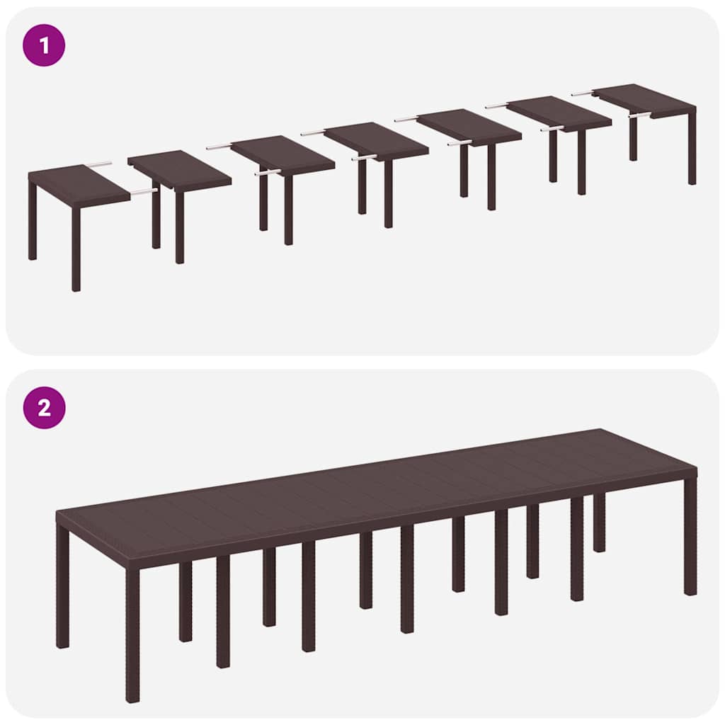 vidaXL Σετ τραπεζαρίας κήπου 15 pcs Καφέ Large Ρατάν πολυαιθυλενίου