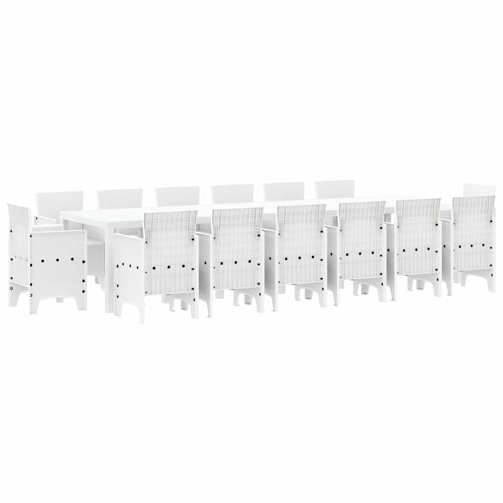 vidaXL Σέτ φαγητού για κήπο 15 pcs Λευκό Rattan Polt