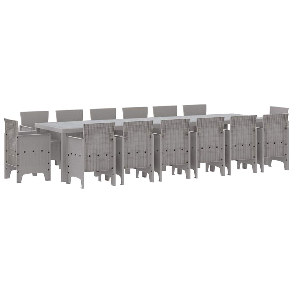 vidaXL Σέτ φαγητού για κήπο 15 pcs Ανοιχτό γκρι Rattan Polt
