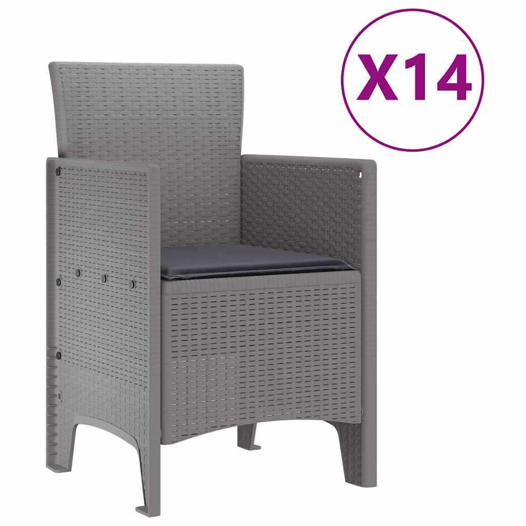 vidaXL Σετ Τραπεζαρίας Κήπου 15 pcs Ανοιχτό γκρι 14 θέσεων