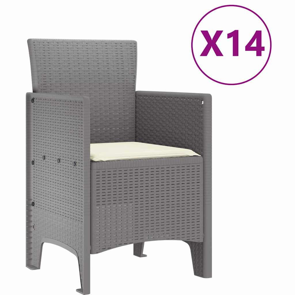 vidaXL Σετ Τραπεζαρίας Κήπου 15 pcs Ανοιχτό γκρι 14 Θέσεων