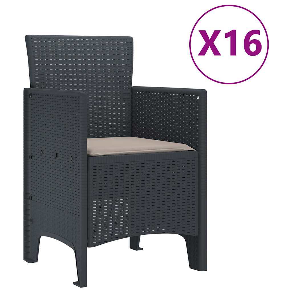 vidaXL Σέτ φαγητού για κήπο 17 pcs Ανθρακί Rattan Polt