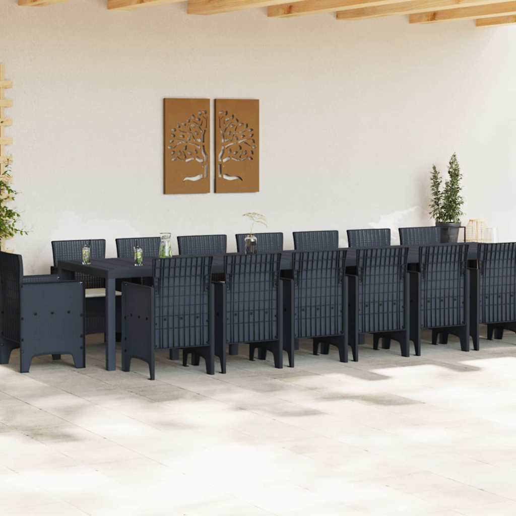 vidaXL Σετ Τραπεζαρίας Κήπου με Μαξιλάρια 17 pcs Ανθρακί Large