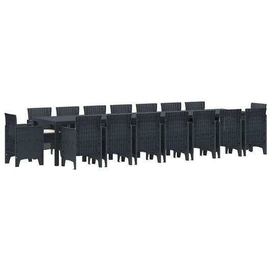 vidaXL Σετ Τραπεζαρίας Κήπου με Μαξιλάρια 17 pcs Ανθρακί Large