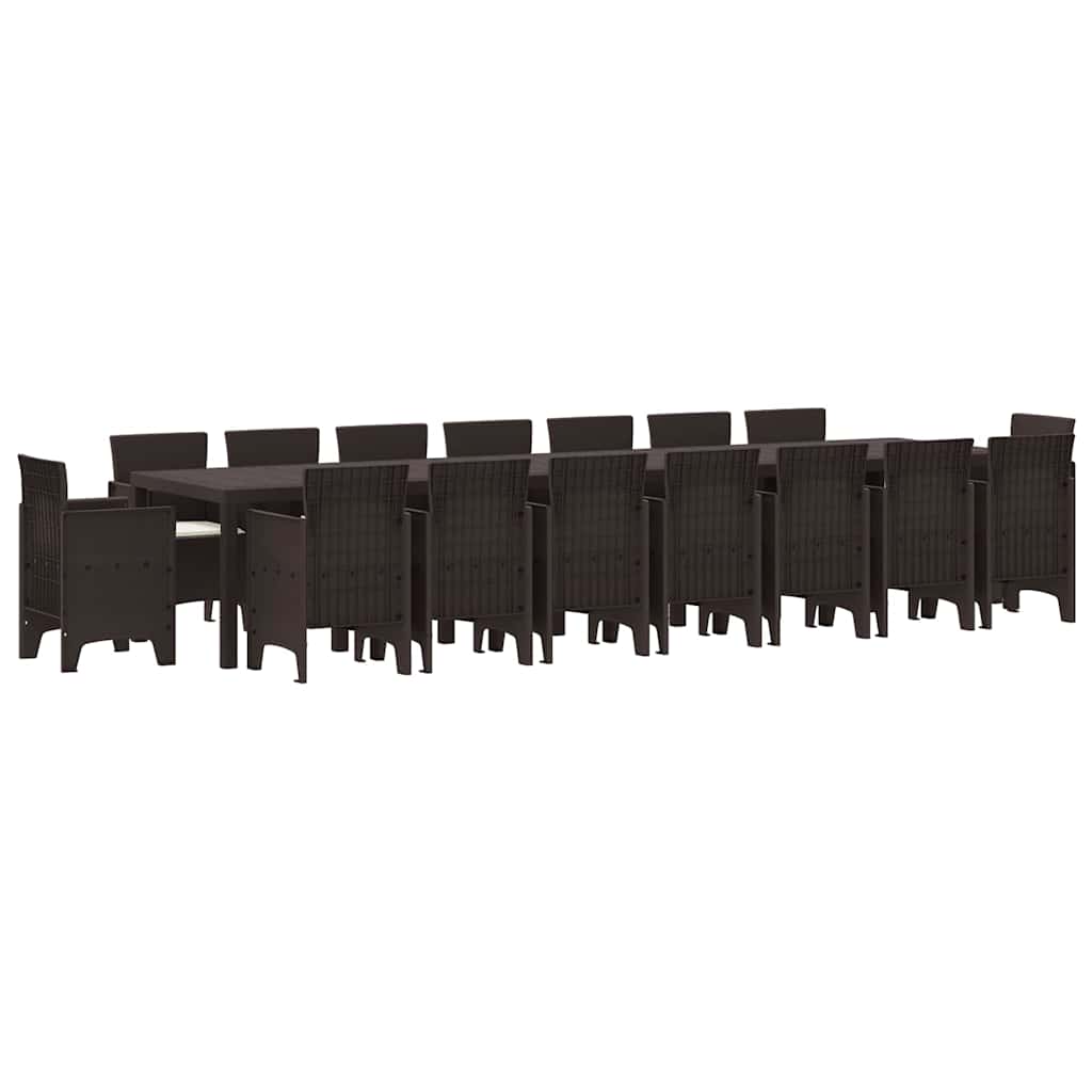 vidaXL Σετ Τραπεζαρίας Κήπου 17 pcs Καφέ Large Ρατάν πολυαιθυλενίου