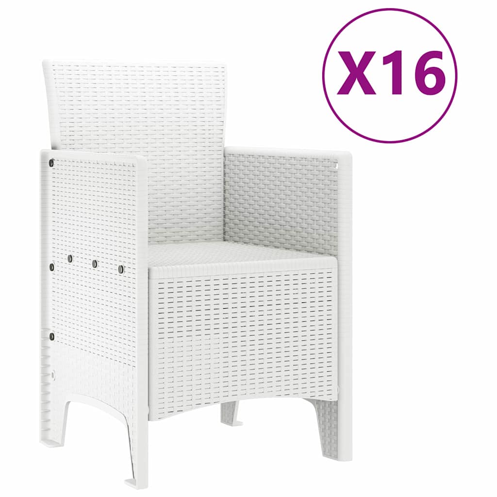 vidaXL Σέτ φαγητού για κήπο 17 pcs Λευκό Rattan Polt