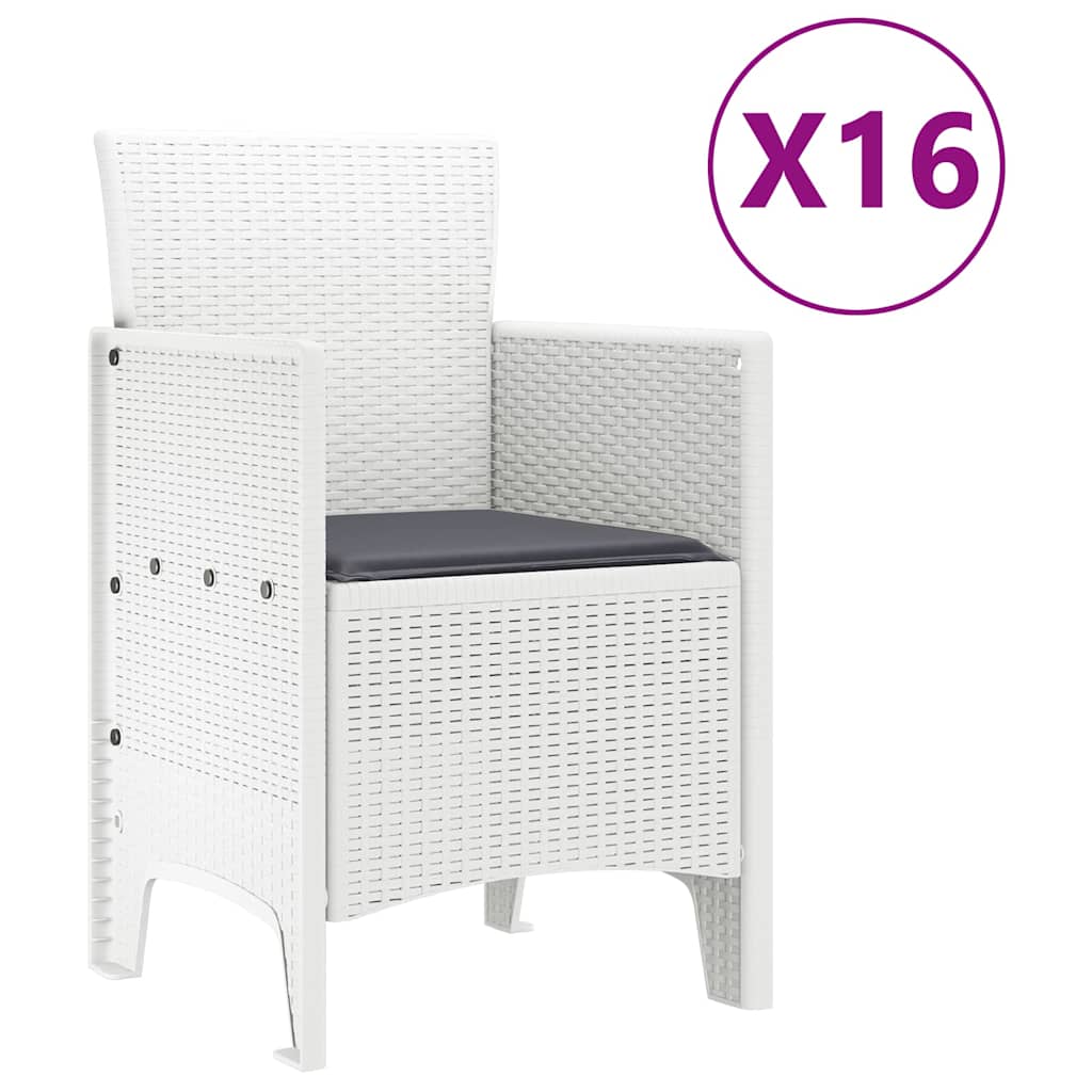 vidaXL Σετ Τραπεζαρίας Κήπου 17 pcs Λευκό 16-άτομα Ψάθα / Μέταλλο