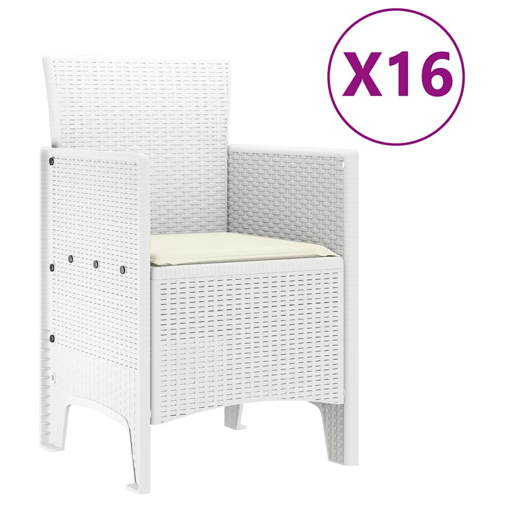 vidaXL Σέτ φαγητού για κήπο 17 pcs Λευκό Rattan Polt