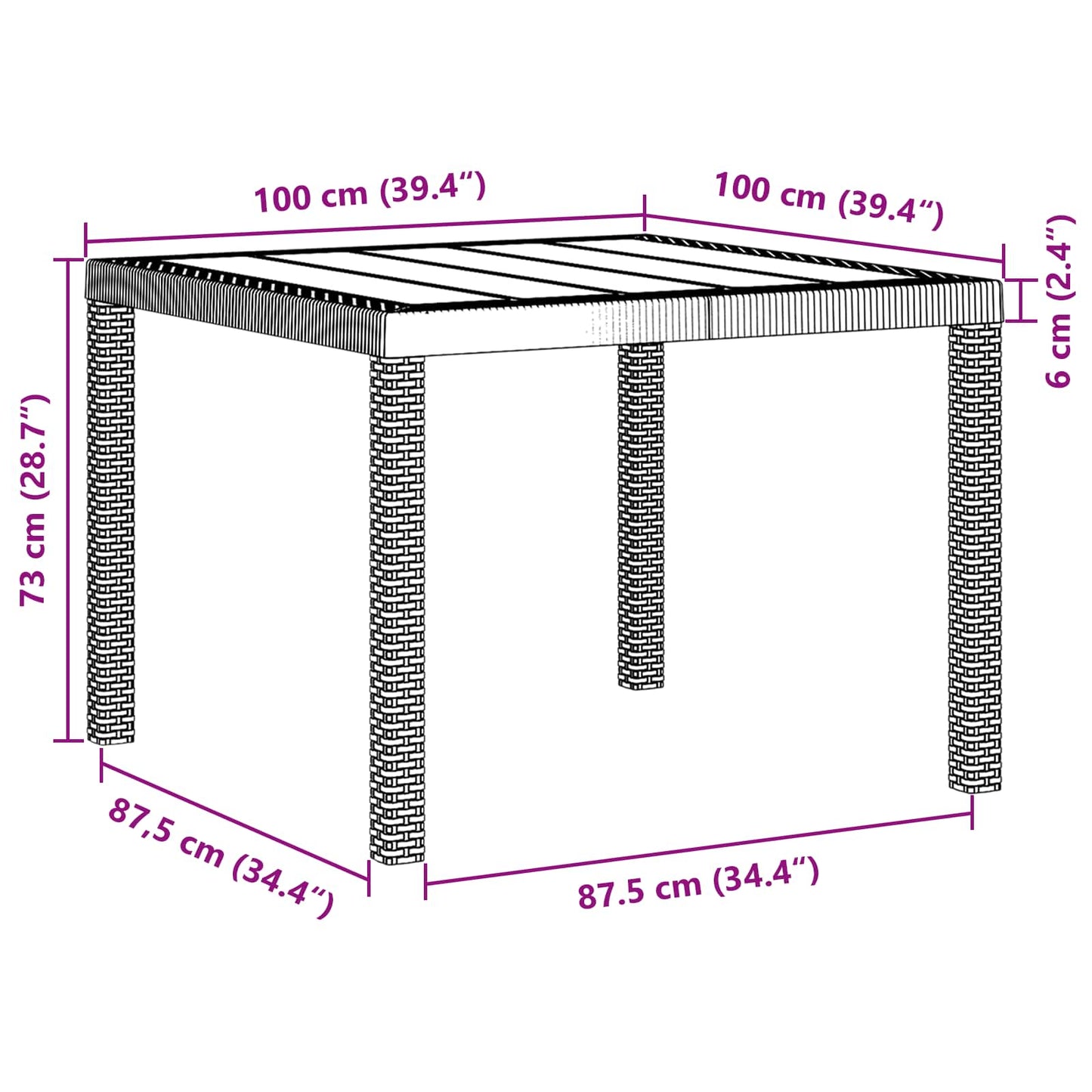 vidaXL Σέτ φαγητού για κήπο 3 pcs Καφέ Rattan Polt