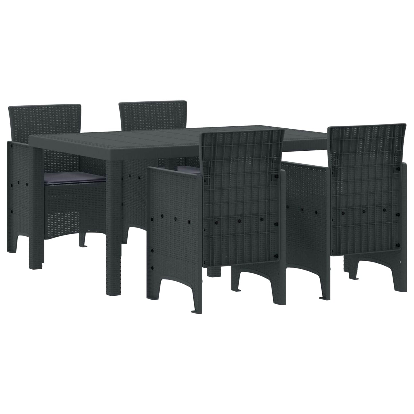 vidaXL Σέτ φαγητού για κήπο 5 τμχ. Ανθρακί Rattan Polt