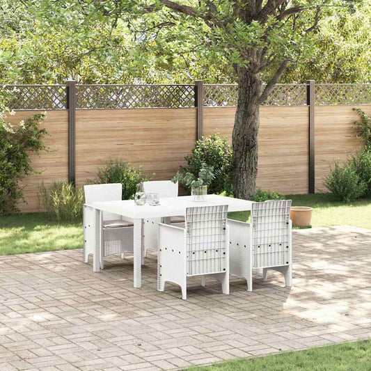 vidaXL Σέτ Τραπεζαρίας Κήπου 5 pcs Λευκό 150 x 100 x 73 εκ. PE Ρατάν