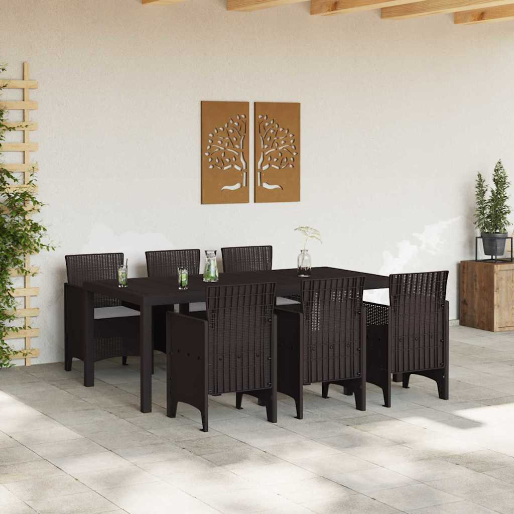 vidaXL Σετ τραπεζαρίας εξωτερικού χώρου 7 pcs Καφέ 200 x 100 x 73 εκ.