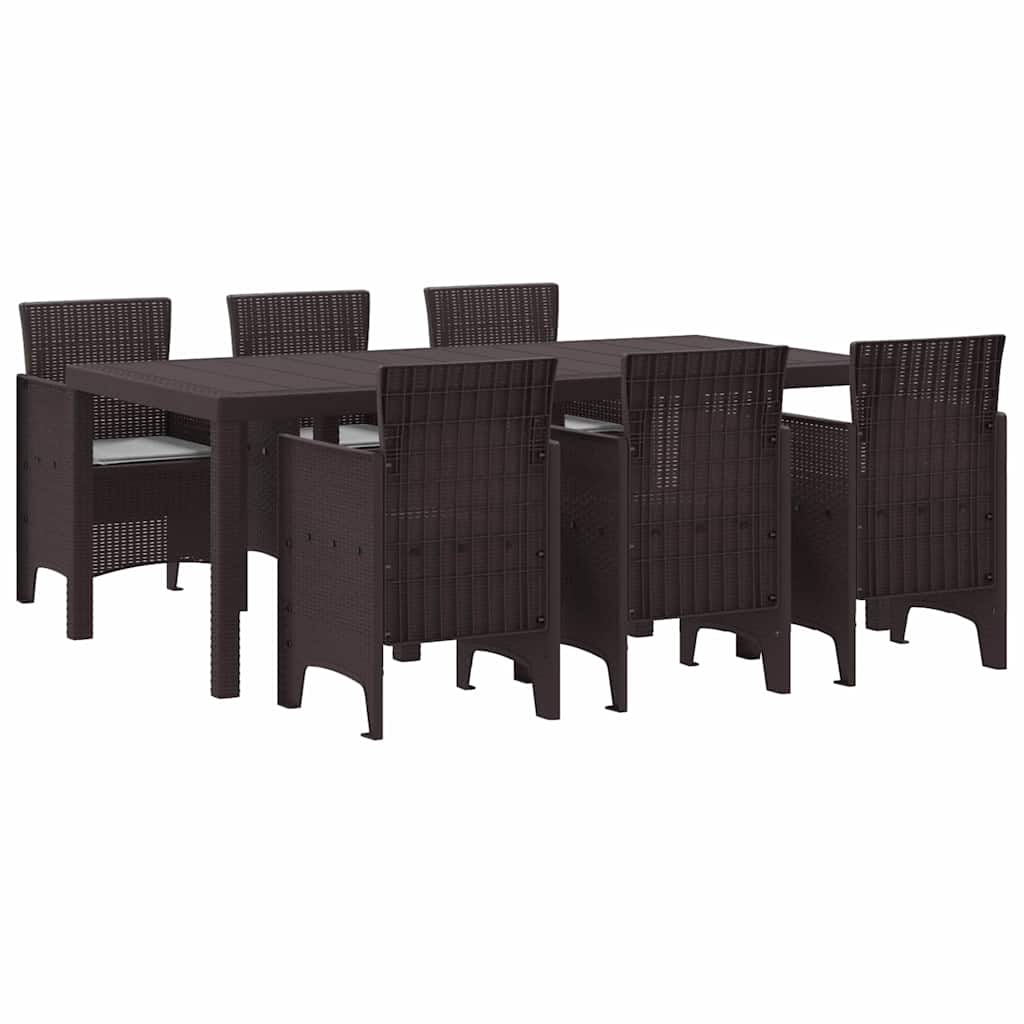 vidaXL Σετ τραπεζαρίας εξωτερικού χώρου 7 pcs Καφέ 200 x 100 x 73 εκ.