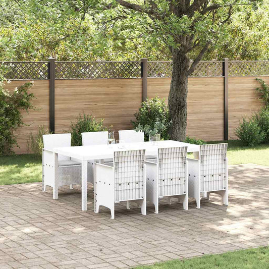 vidaXL Σετ Τραπεζαρίας Κήπου 7 pcs Λευκό 200 x 100 x 73 εκ.