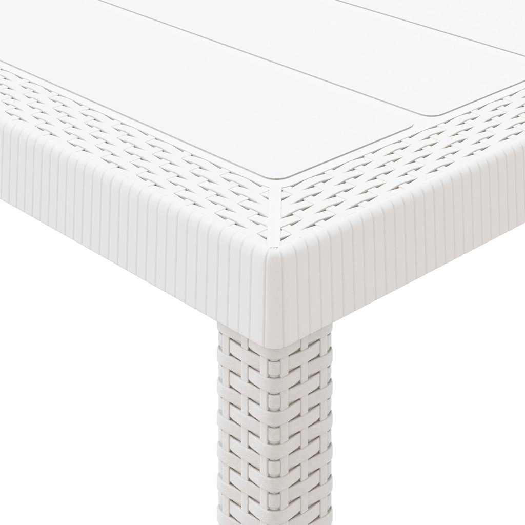 vidaXL Σετ τραπεζαρίας κήπου 7 pcs Λευκό 200 x 100 x 73 εκ. PE Ρατάν