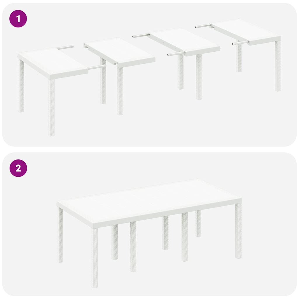 vidaXL Σετ τραπεζαρίας κήπου 7 pcs Λευκό 200 x 100 x 73 εκ. PE Ρατάν