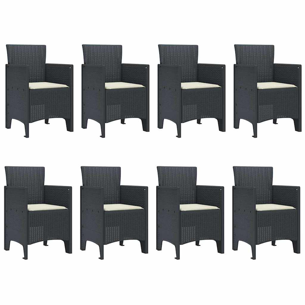 vidaXL Σετ Τραπεζαρίας Κήπου 9 pcs Ανθρακί 250 x 100 x 73 εκ PE Ρατάν