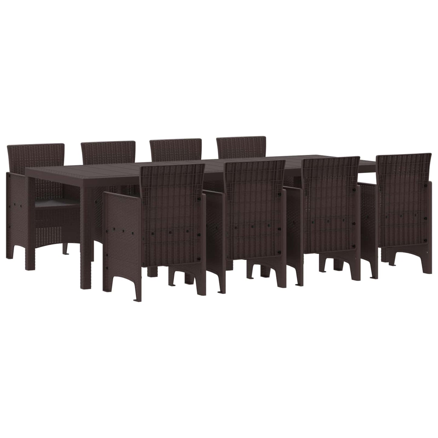 vidaXL Σέτ φαγητού για κήπο 9 pcs Καφέ Rattan Polt