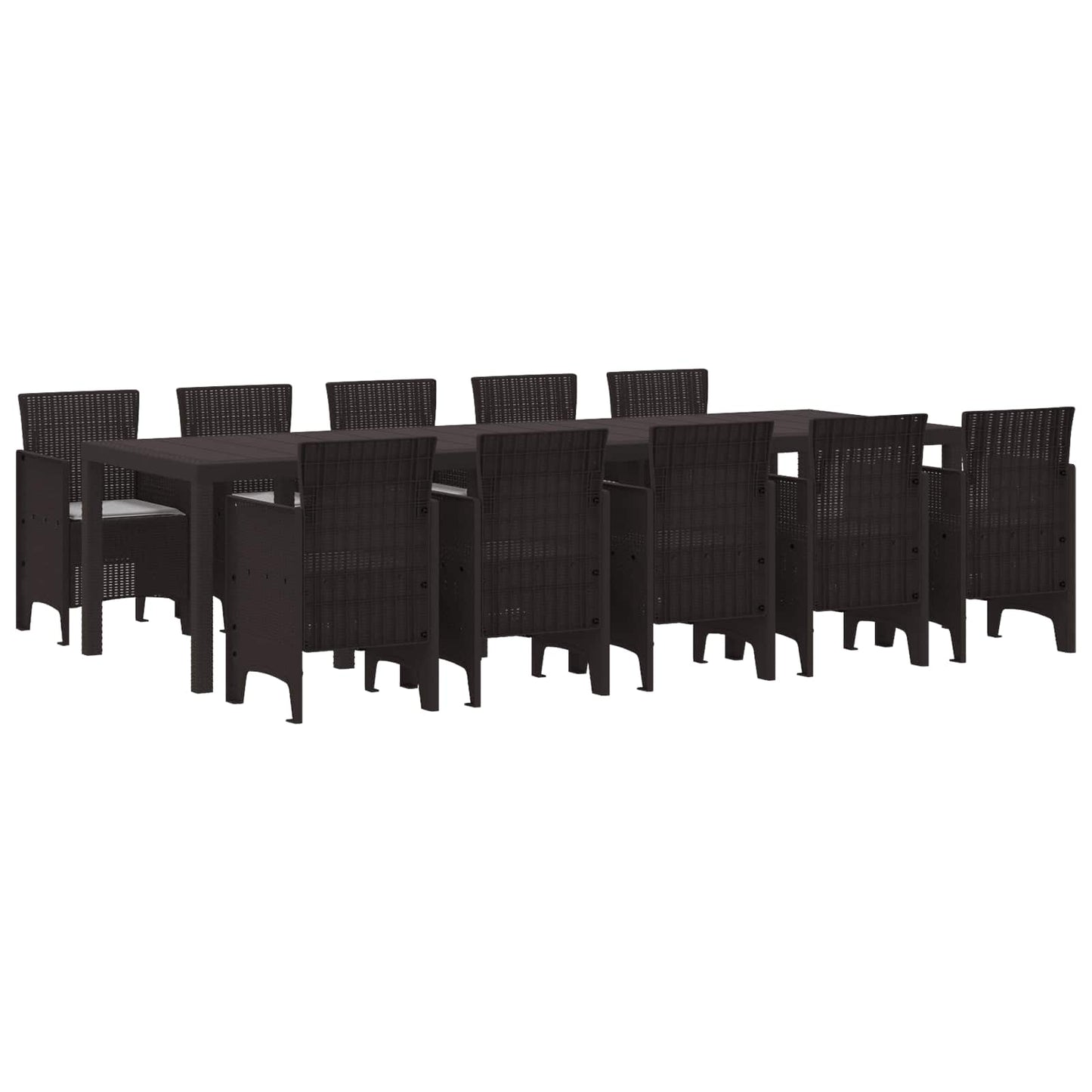 vidaXL Σέτ φαγητού για κήπο 11 pcs Καφέ και Ανοιχτό γκρι Πολυ ράταν