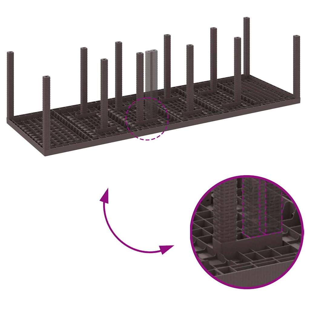 vidaXL Σέτ φαγητού για κήπο 11 pcs Καφέ και Κρέμα 300 x 100 x 73 εκ