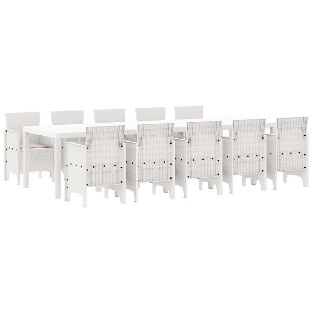 vidaXL Σέτ φαγητού για κήπο 11 pcs Λευκό και ταμπά Συνθετική ρατάν