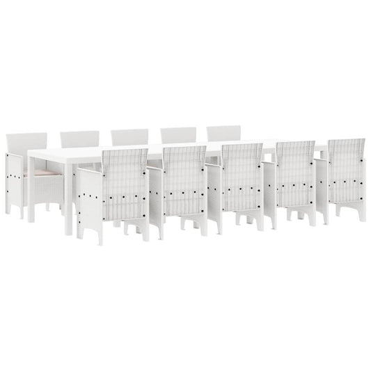 vidaXL Σέτ φαγητού για κήπο 11 pcs Λευκό και ταμπά Συνθετική ρατάν