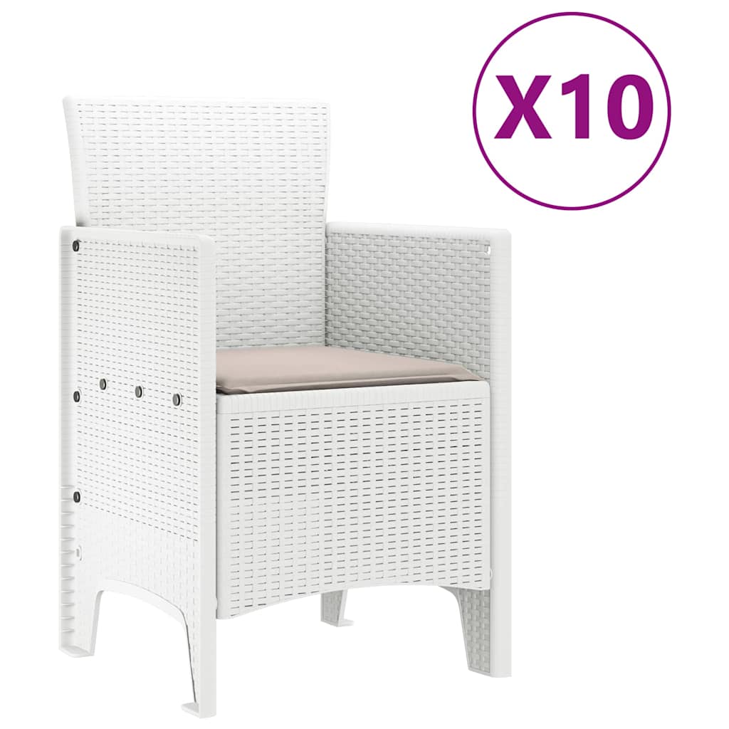 vidaXL Σέτ φαγητού για κήπο 11 pcs Λευκό και ταμπά Συνθετική ρατάν