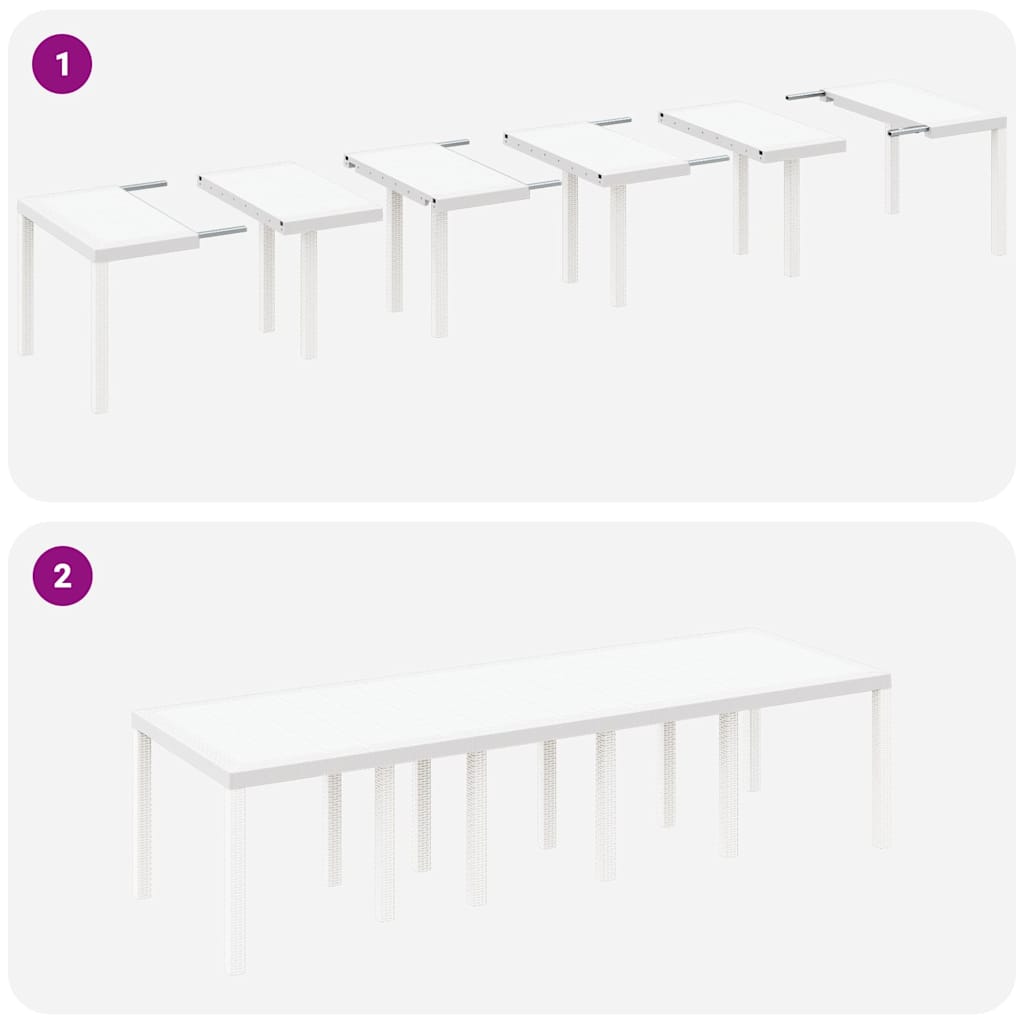 vidaXL Σέτ φαγητού για κήπο 11 pcs Λευκό Πολυ rattan και Χάλυβας