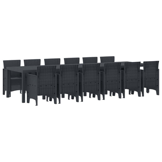 vidaXL Σέτ φαγητού για κήπο 13 pcs Ανθρακί Rattan Polt