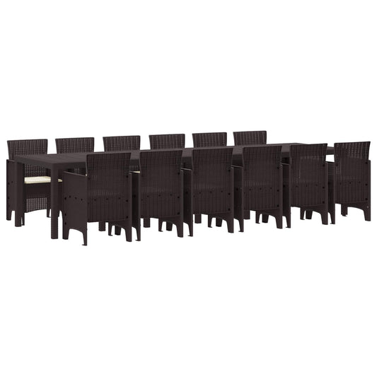 vidaXL Σέτ φαγητού για κήπο 13 pcs Καφέ Rattan Polt