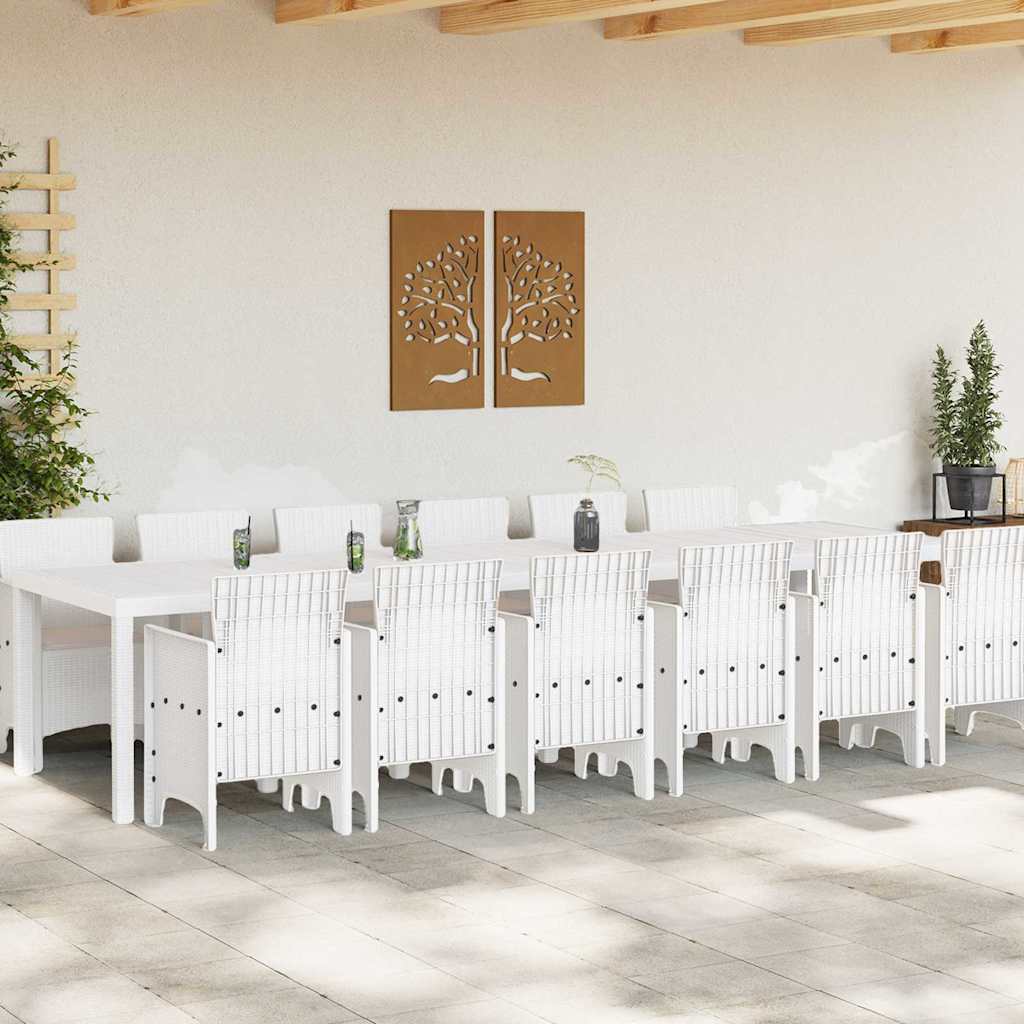 vidaXL Σέτ φαγητού για κήπο 13 pcs Λευκό Rattan Polt