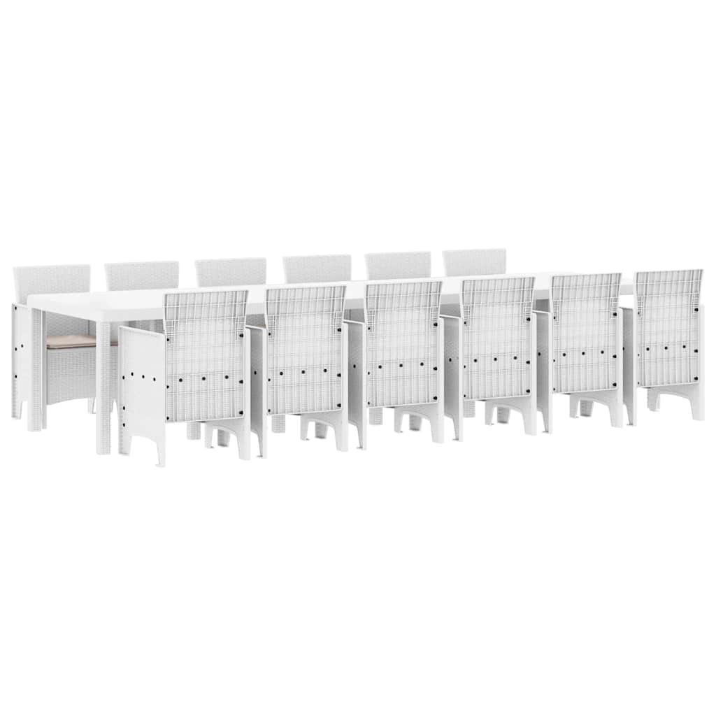 vidaXL Σέτ φαγητού για κήπο 13 pcs Λευκό Rattan Polt