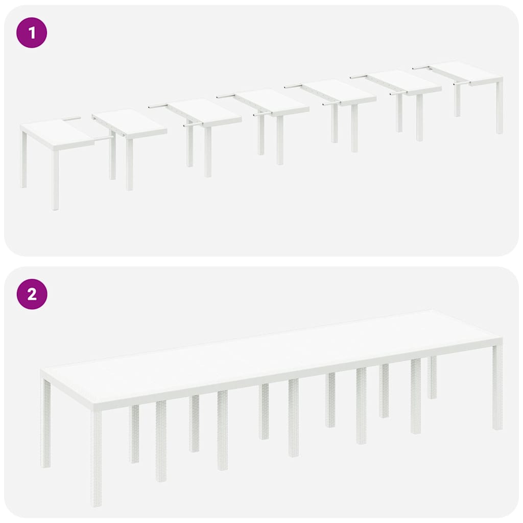 vidaXL Σέτ φαγητού για κήπο 13 pcs Λευκό Rattan Polt