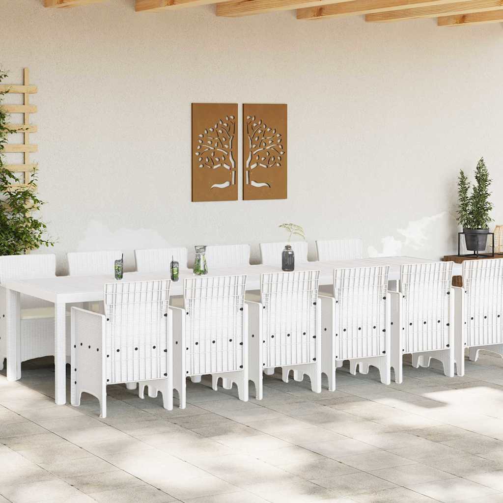 vidaXL Σέτ φαγητού για κήπο 13 pcs Λευκό Rattan Polt