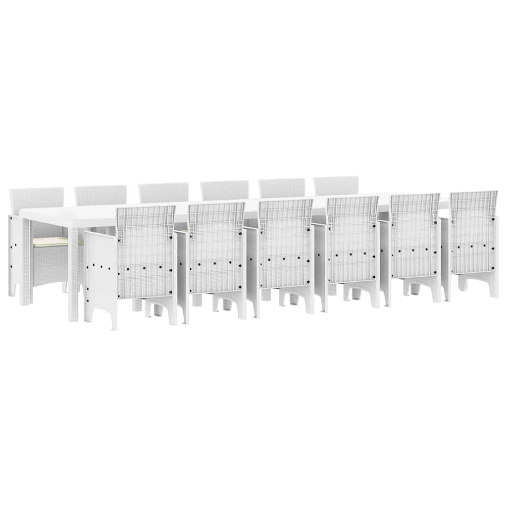 vidaXL Σέτ φαγητού για κήπο 13 pcs Λευκό Rattan Polt