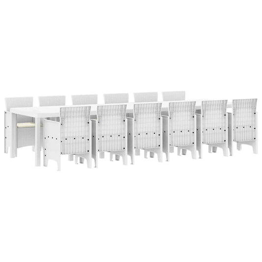 vidaXL Σέτ φαγητού για κήπο 13 pcs Λευκό Rattan Polt