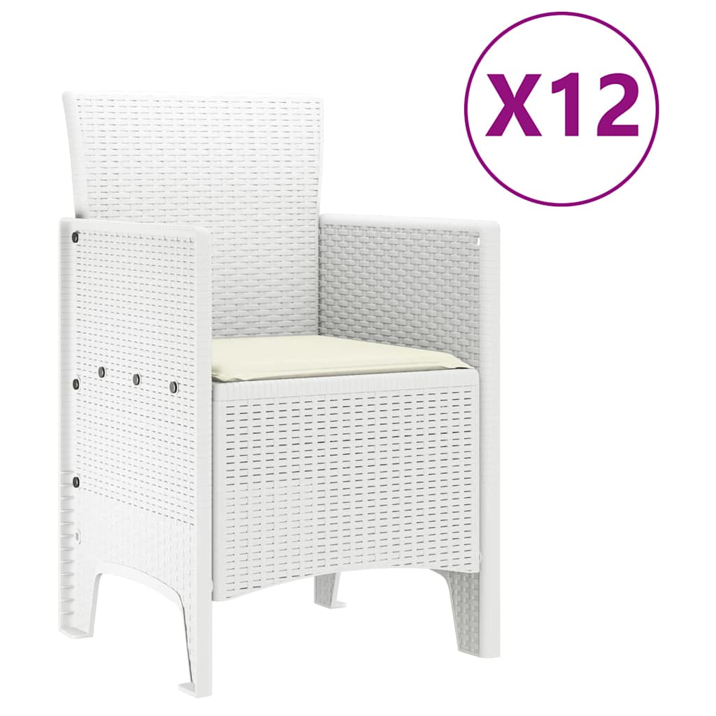 vidaXL Σέτ φαγητού για κήπο 13 pcs Λευκό Rattan Polt