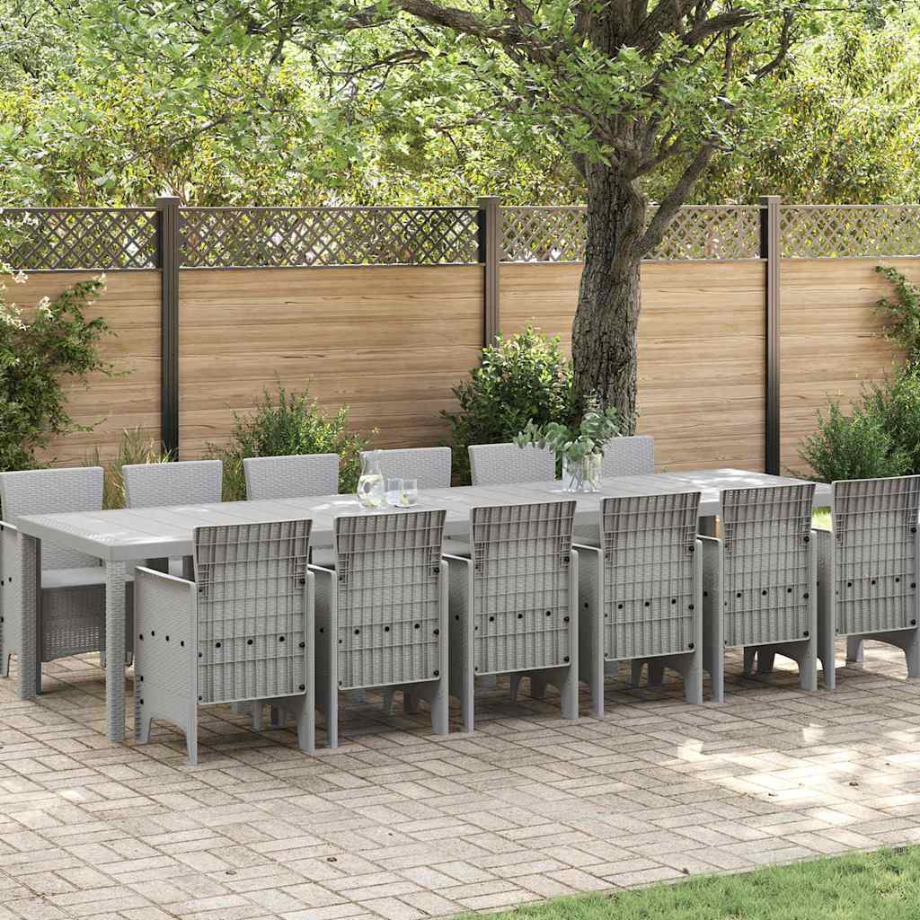 vidaXL Σέτ φαγητού για κήπο 13 pcs Ανοιχτό γκρι Rattan Polt