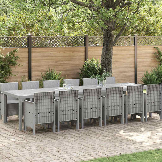 vidaXL Σέτ φαγητού για κήπο 13 pcs Ανοιχτό γκρι Rattan Polt