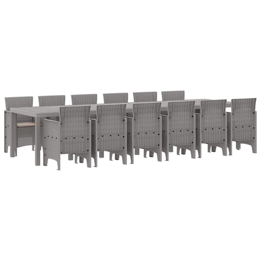 vidaXL Σέτ φαγητού για κήπο 13 pcs Ανοιχτό γκρι Rattan Polt