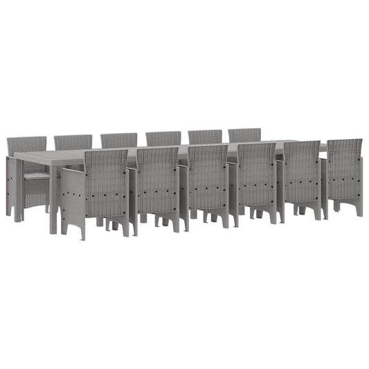 vidaXL Σέτ φαγητού για κήπο 13 pcs Ανοιχτό γκρι Rattan Polt